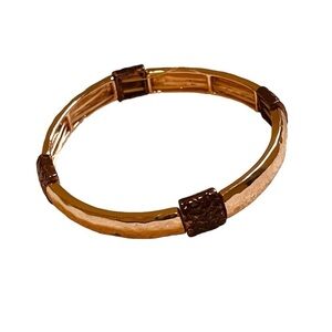 2/$15 - Rose Gold Tone Stretch Bracelet Textured Link Bangle Bracelet